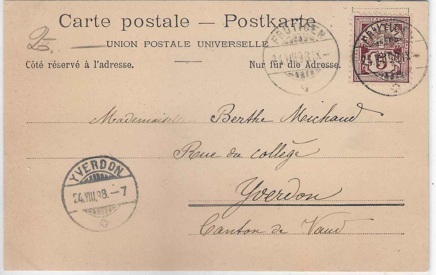 Cartoline postali: Oeschinensee und Blümlisalp - Litho 1898 – Usato da Ettingen venduto da Kartenplanet 1