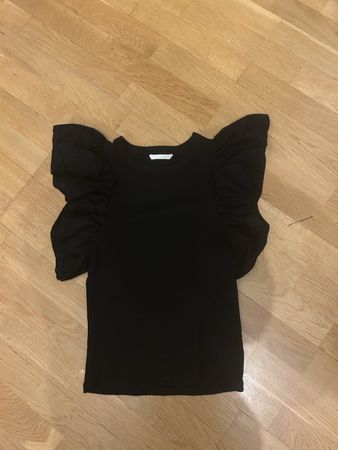 Zara T-Shirt schwarz mit Rüschenärmeln Grösse S