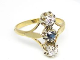 Antik Ring Gold 750 / 18 k Saphir / Diamant / Gr. 61