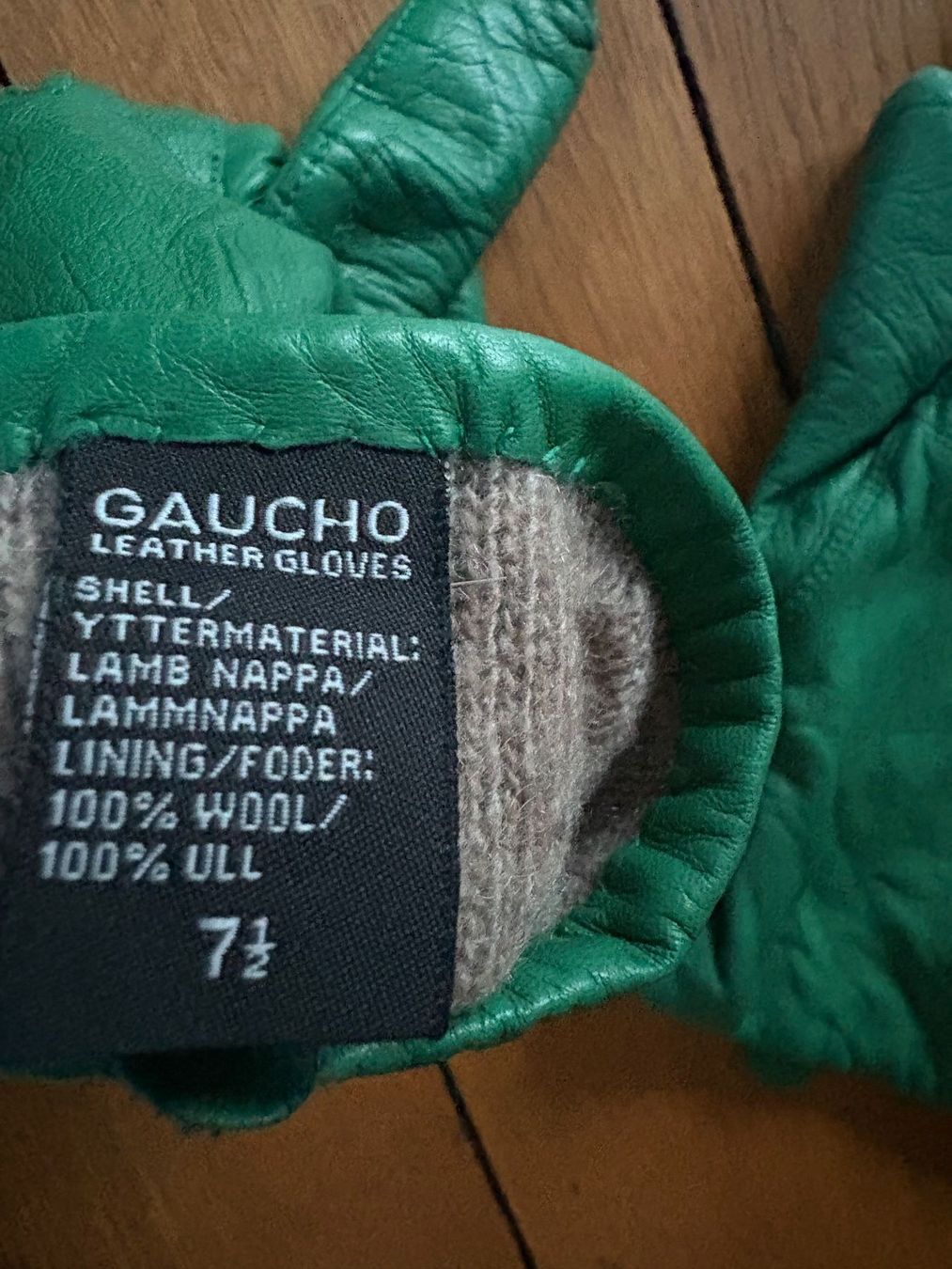 Guanti & manicotti: Lederhandschuhe / Wolle innen / grün / Gr. 7.5 – Usato da Zürich venduto da triangular 3