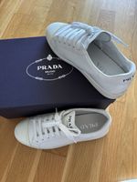 Prada White Leather Sneakers, Size 38 - Like New!