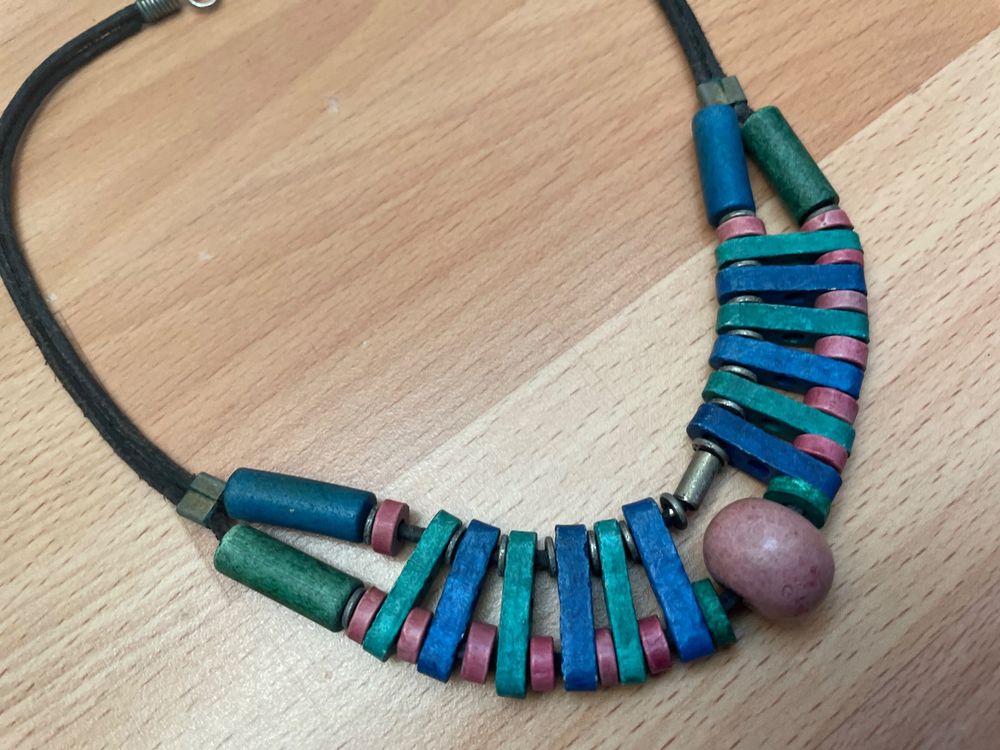 Collier Ancien En Vermeil Avec Pendentif Pierre Bleue - Argent Massif 925, Occasion Bon état