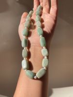 Amazonit Perlen Kette Unikat Handgemacht Edelstein Kette