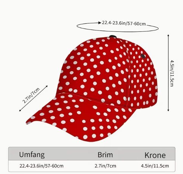 Copricapi, berretti & cappellini: NEUES Cap rot-weiss Polka dot - 81652 – Nuovo (secondo la descrizione) da Küssnacht am Rigi venduto da Dot.Your.Life 5