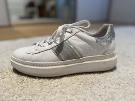Nero Giardini Sneaker, Gr. 39, Weiss mit Glitzerstreifen