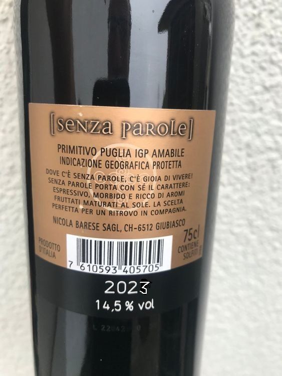 Vino: Senza Parole, Primitivo – Nuovo e nell'imballaggio originale da Uster venduto da SteigerHandelsGmbH 1