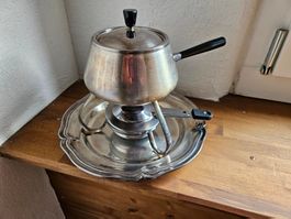 Fondue Caquelon für Chinoise, Pfännchen versilbert,  Paste