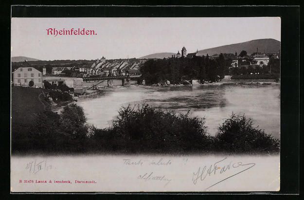 Cartoline postali: AK Rheinfelden, Ortsansicht mit Brücke – Usato da Berlin venduto da bartko-reher