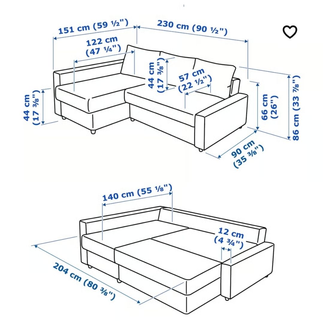 Ikea Divani: Sofa Frihiten, ecksofa mit Bettfunktion – Usato da Heimberg venduto da 870 4