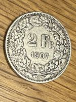 2 Fr. Silbermünze 1907, 2 Franken Fränkler Silber Münze
