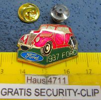 FORD 1937 AUTO OLDTIMER PIN GLASIERT MIT SECURITY-CLIP