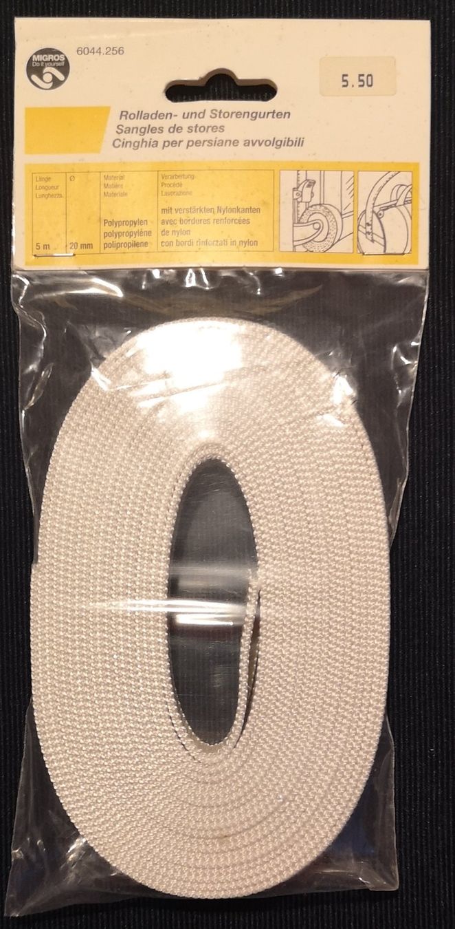 Nastri decorativi: Rolladengurt, Storengurt 5 m x 20 mm, fairer Versand – Nuovo e nell'imballaggio originale da Zürich venduto da Tanteemma369