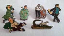 Tintin Tim Struppi Pins original Badge Herge corner 6 Stk.