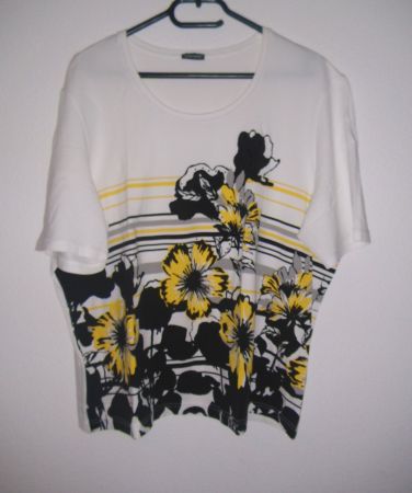 Stretch - T-Shirt, Weiss gemustert, Gr. 48 * GERRY WEBER *