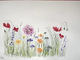 Aquarell "Sommerwiese" Unikat handsigniert.