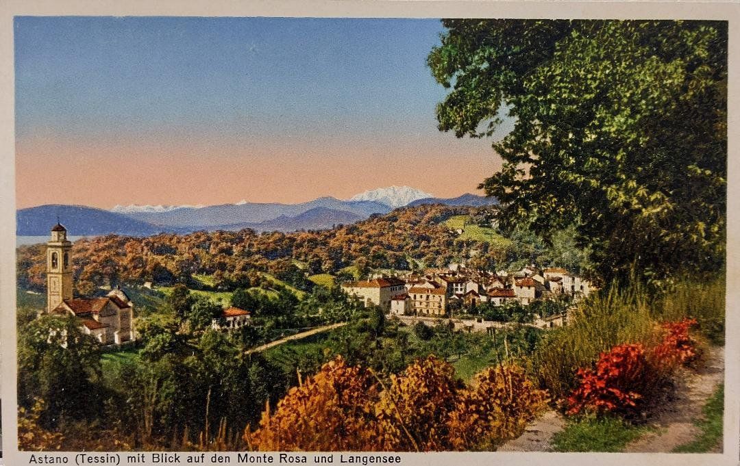 Cartoline postali: ASTANO - con veduta sul Monte Rosa e Lago Maggiore – Usato da Delémont venduto da Domdom1
