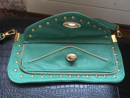 Mini sac pochette vert bandoulière plat