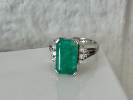 5,30CT SMARAGD, Diamond Damen Ring in 900er Platin