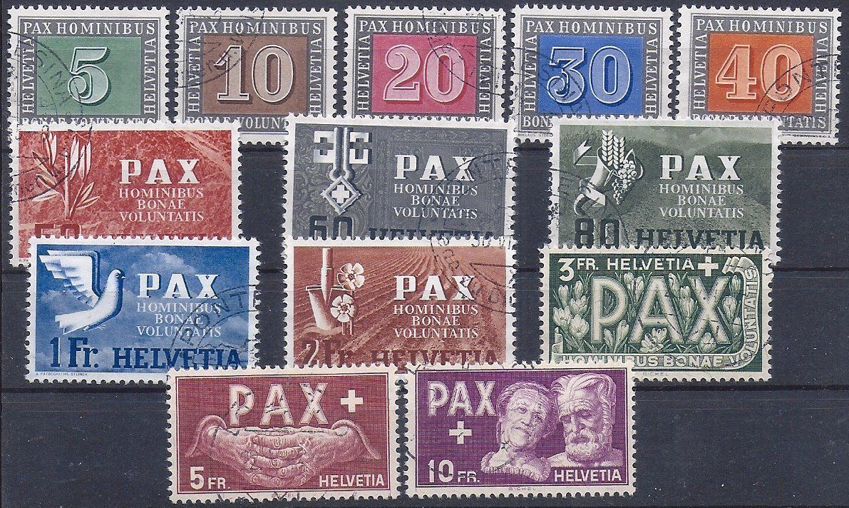 Tutti i francobolli: PAX No. 262 à 274 – Usato da Les Verrières venduto da Scampi0