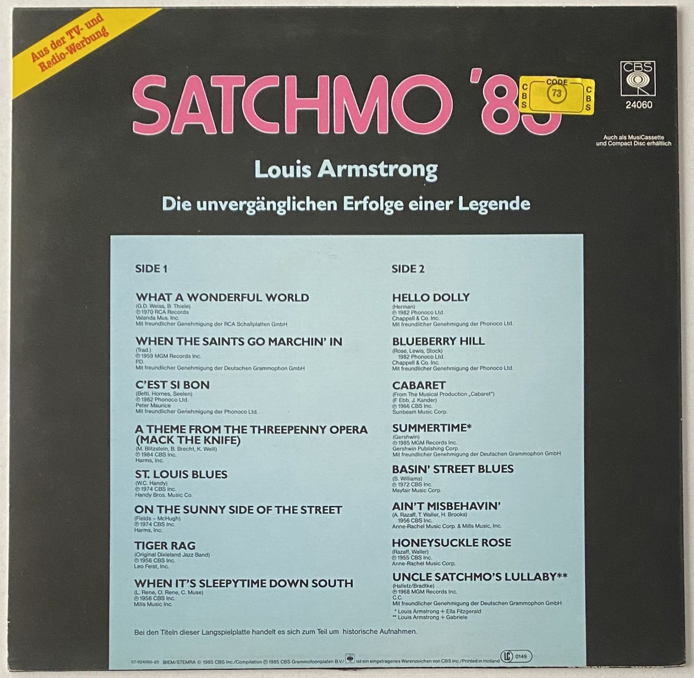 Dischi in vinile: Louis Armstrong, Satchmo '85 – Nuovo (secondo la descrizione) da Flums venduto da Empe1 1