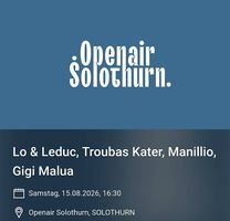 2 Stehplatz Tickets Openair Solothurn Samstag 15. August