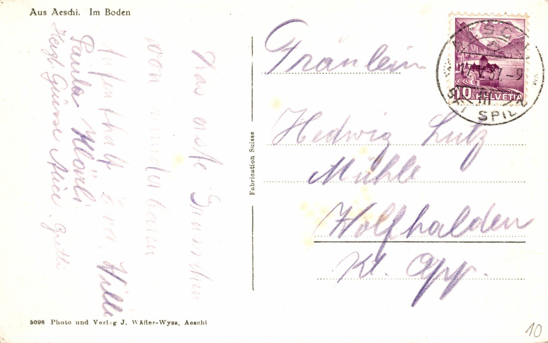 Cartoline postali: Aus Aeschi. Im Boden – Usato da Bronschhofen venduto da Astore 1