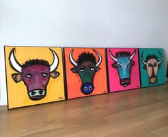 Swiss Cows Modern Art Kunst Pop Art Kühe Schweiz Alp Acryl