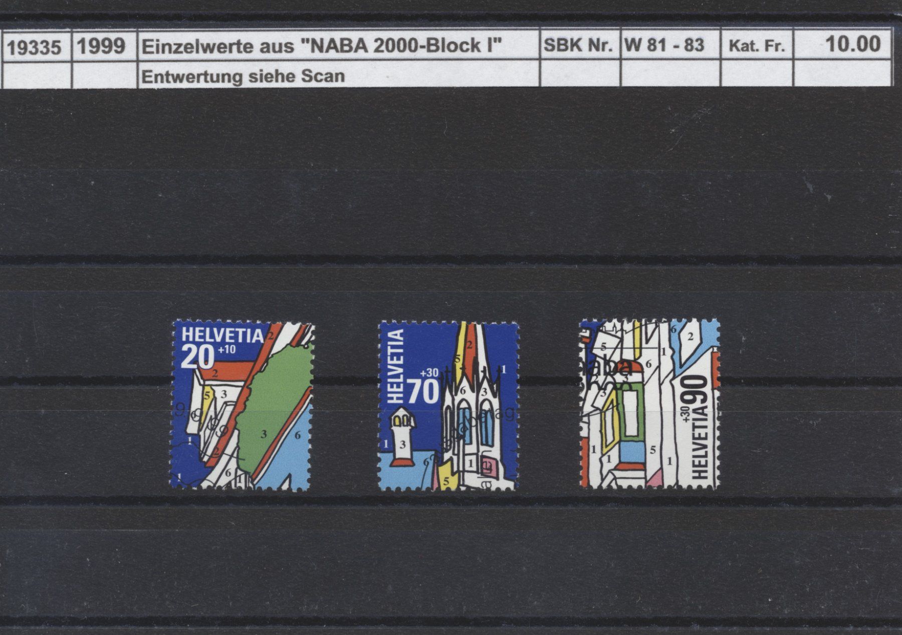 Tutti i francobolli: 1999 Einzelwerte aus "NABA 2000 - Block I", ** postfrisch – Nuovo (secondo la descrizione) da Winterthur venduto da Zupogeru
