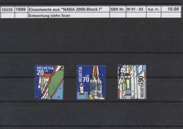 1999 Einzelwerte aus "NABA 2000 - Block I", ** postfrisch