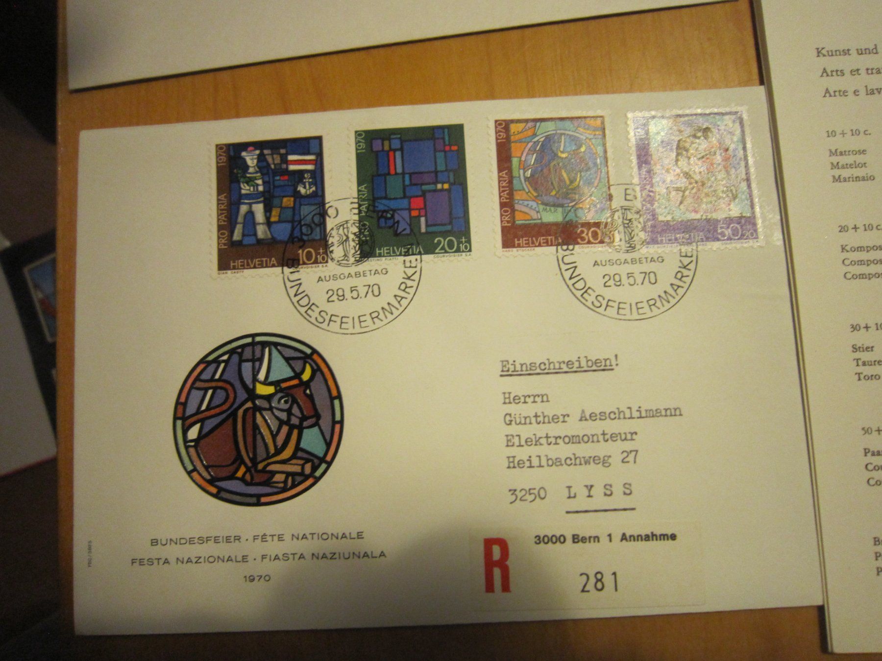Tutti i francobolli: PP 1970 FDC Serien und Marken – Usato da Gordola venduto da Polentaefung 2