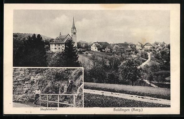 Ansichtskarten: Baldingen /Aarg., Ortsansicht mit Kirche – Gebraucht aus Berlin von bartko-reher