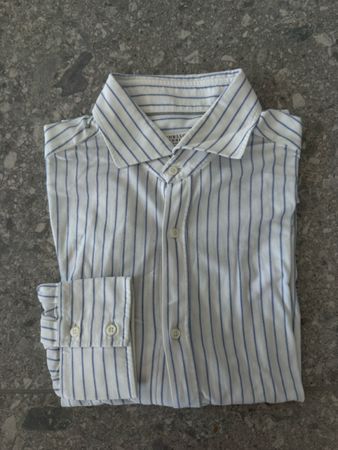 Hemd Brunello Cucinelli gestreift weiss/blau Grösse XL