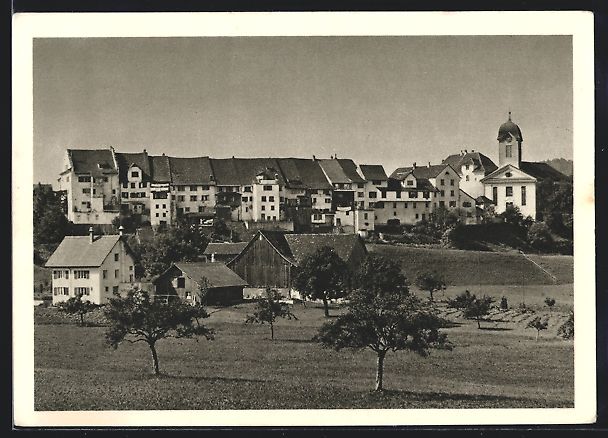 Cartoline postali: AK Grüningen, Teilansicht mit Kirche – Usato da Berlin venduto da bartko-reher