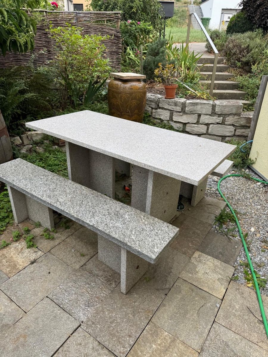 Tischset: Gartentisch mit Bänken Granit - gebraucht – Gebraucht aus Buchberg von tan_b7kv 1