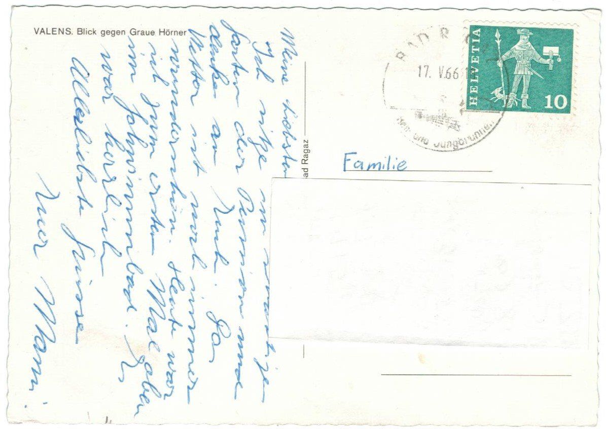 Cartoline postali: AK Valens 1966 – Usato da Zürich venduto da Tolima194 1