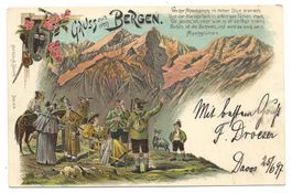 Gruss aus den Bergen - Alpinismus - Tourismus - Litho - 1897