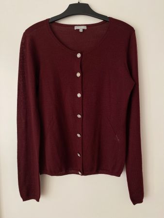 Strickjacke aus Merinowolle, Glitzerknöpfe, Grösse 34/36