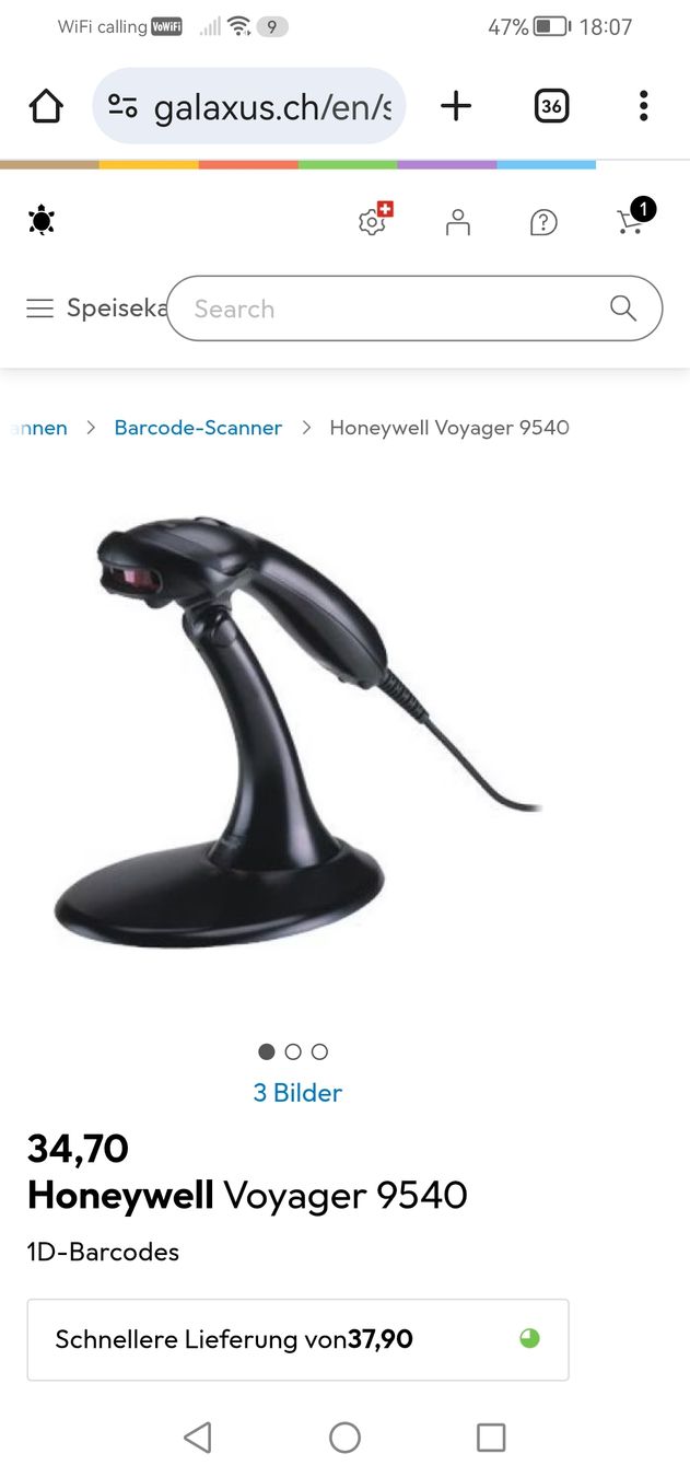 Honeywell Scanner: Scannzer mit Halterung Honeywell MS9540 – Usato da Pfäffikon ZH venduto da Gabriel64