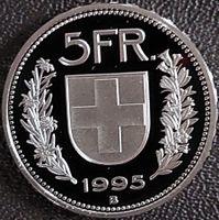 5 Franken 1995 pp / aus Münzsatz  / in einer Münzkapsel