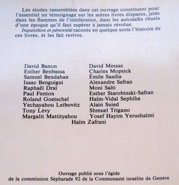 Libri: Inquisition et Pérennité - David Banon Commission Sepharade – Usato da Genève venduto da Cockattoo 2