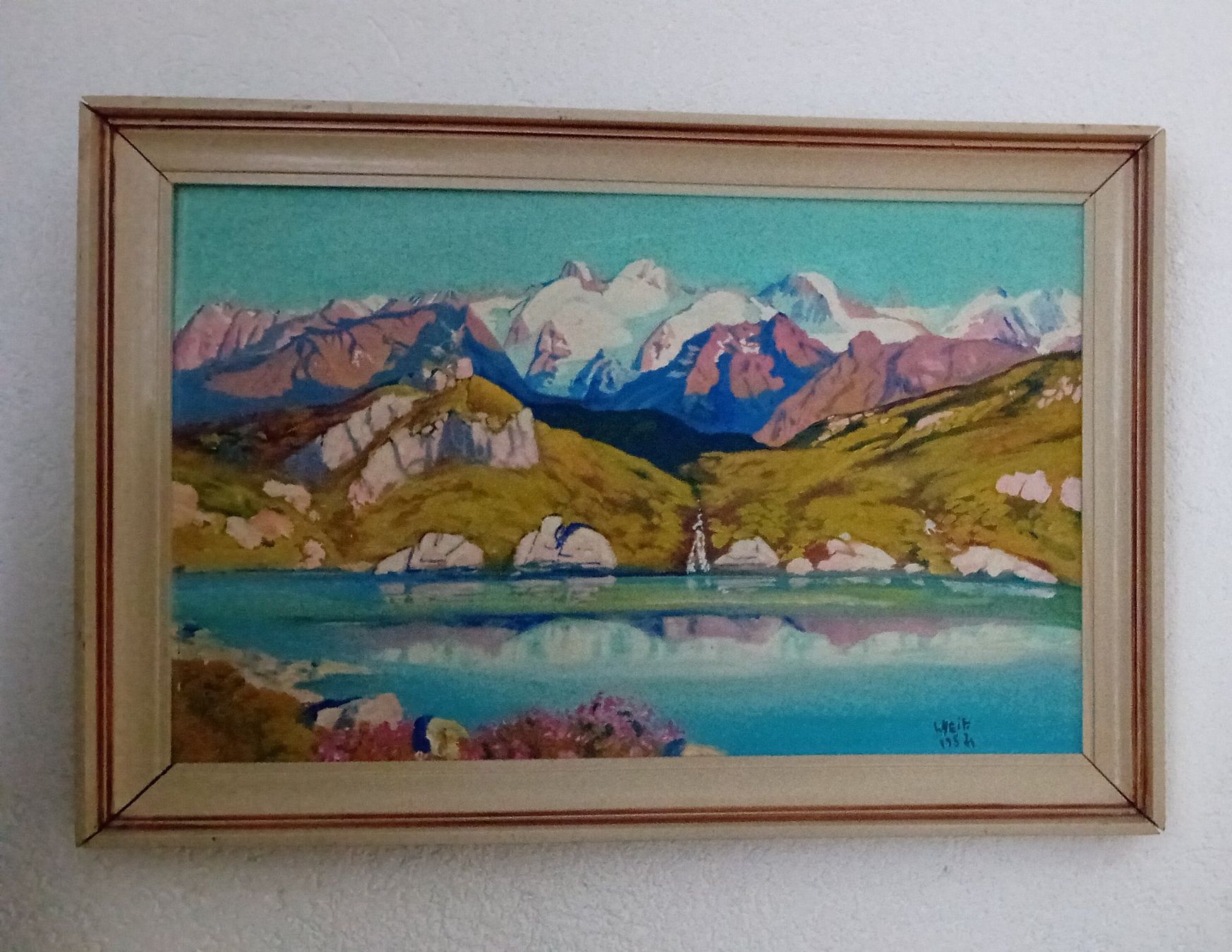 Dipinti: Gemälde Berge mit See – Usato da Thun venduto da Sternschnuppe7 3
