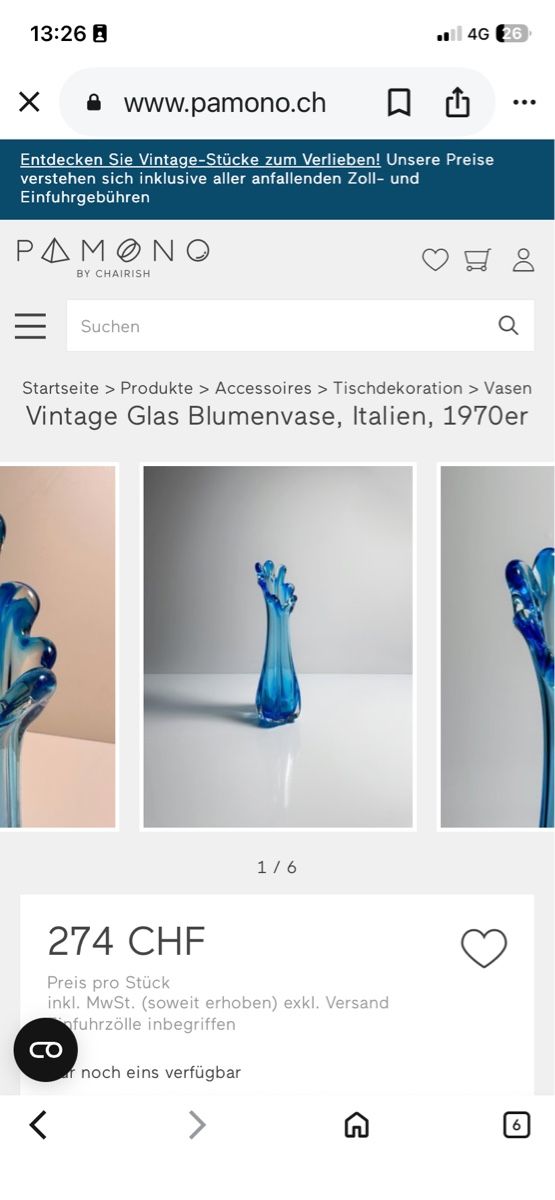 Murano Vase & Récipients: Five-Fingervase Murano  – Neuf (Voir description) à Männedorf par Maru83 6