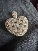 Grand pendentif cœur en cage bicolore argent 925
