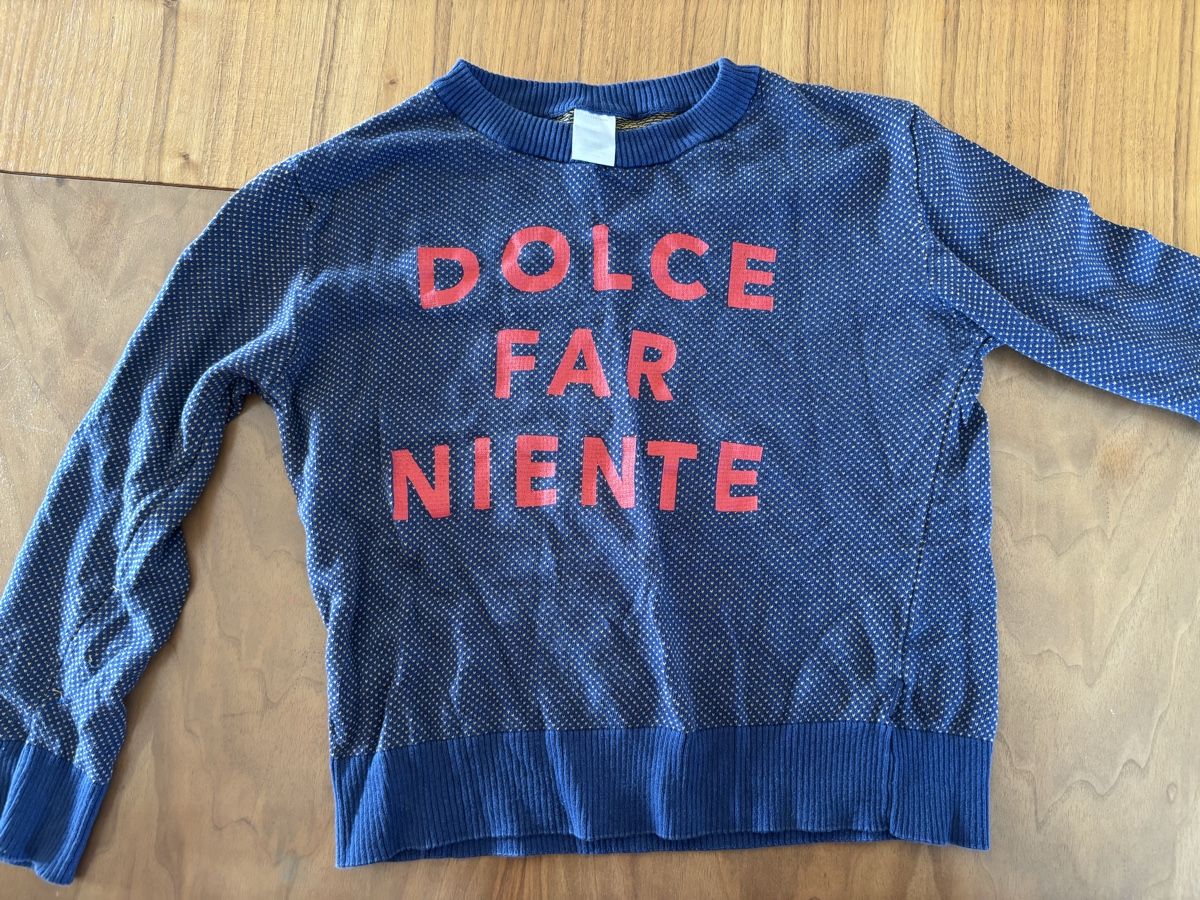 Tinycottons Pulls & Sweat-shirts: Tinycottons Pullover blau Dolce Far Niente, Grösse 10 J – D'occasion à Kestenholz par marina_w01