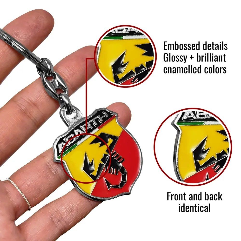 Abarth Schlüsselanhänger & - bänder: Abarth Schlüsselanhänger Metall Doppelseitig Original – Neu und originalverpackt aus Goldach von SSRConzept