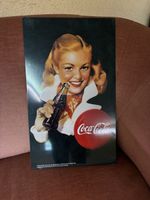 Coca-Cola Blechschild Werbung Retro Frau Flasche Vintage Met