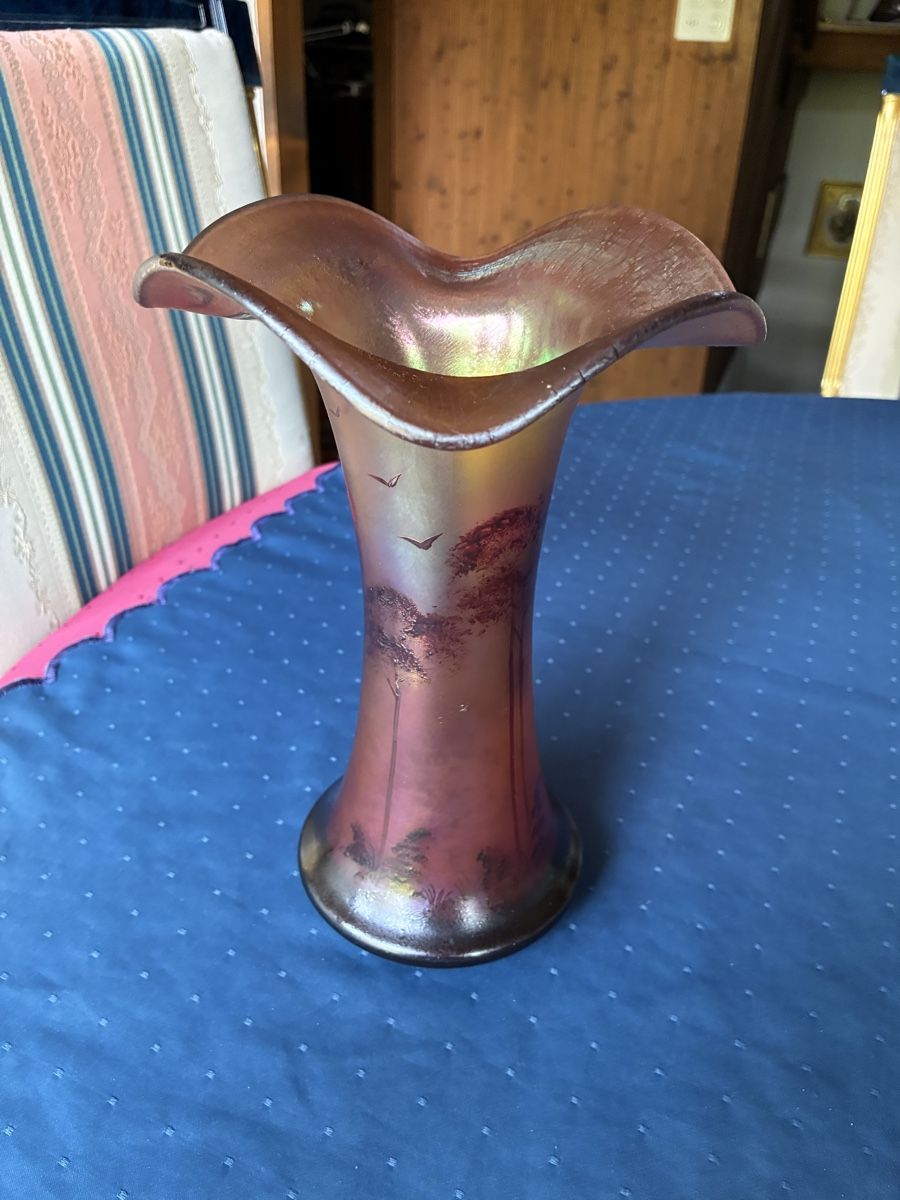 Vasen & Gefässe: Jugendstil Glasvase mit geätztem Dekor – Gebraucht aus Dornach von Rosengarten