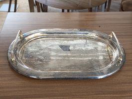 Tablett oval mit Griffen versilbert gebraucht