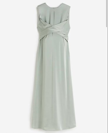 H&M Mama Satin-Umstandskleid salbeigrün – kaum getragen