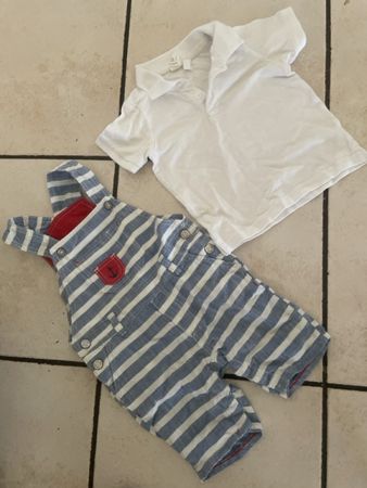 H&M Jungen Set Kurz Latzshorts Gr.74 und Poloshirt Gr.80